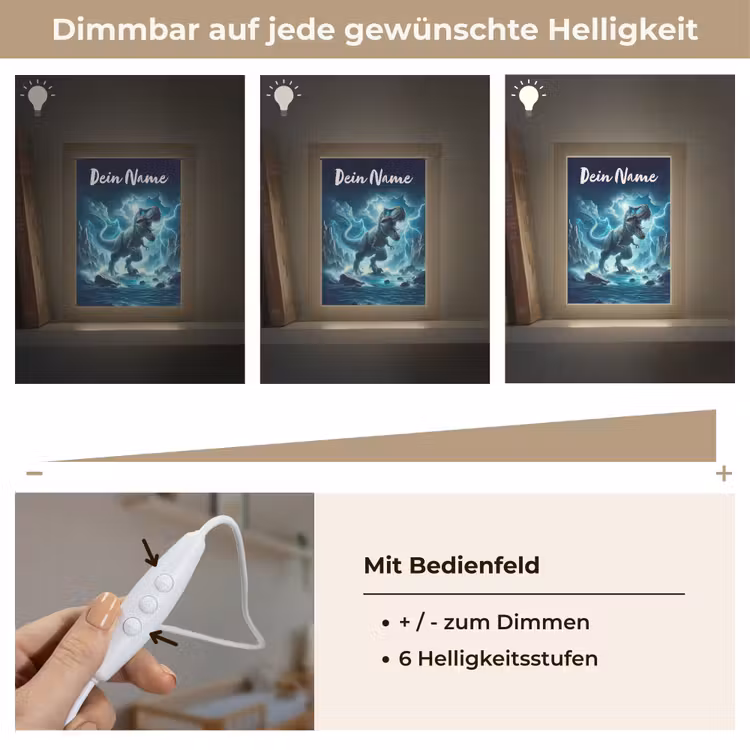 Dino - Blauw - Jongens Light Box met kabel (Kinderlampje) klein -USP_dimbaarDE
