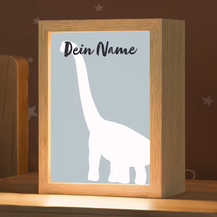Dino - Brachiosaurus - Dinosaurus - Blauw Light Box met kabel (Kinderlampje) klein -zzz_3d_website