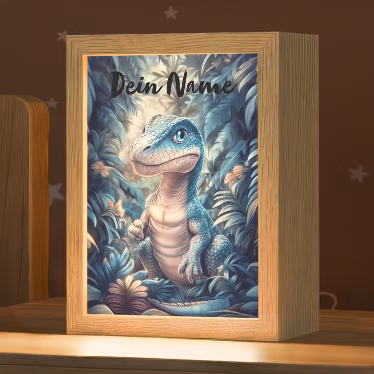Dino - Jungle - Blauw Light Box met kabel (Kinderlampje) klein -zzz_3d_website