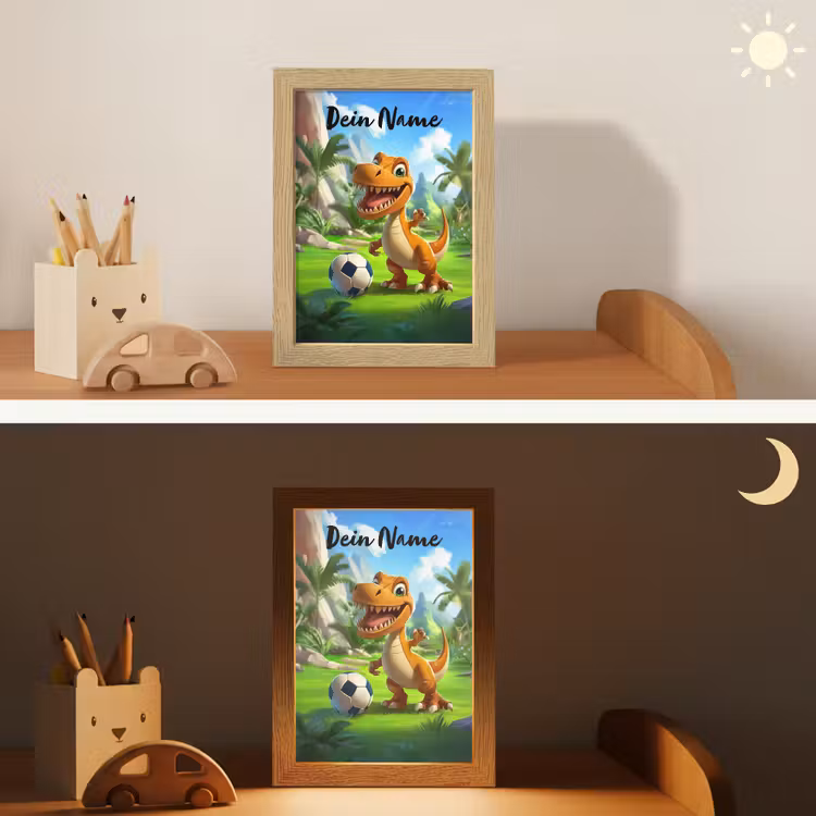 Dino - Voetbal - Groen Light Box met kabel (Kinderlampje) klein -sfeer3_kind
