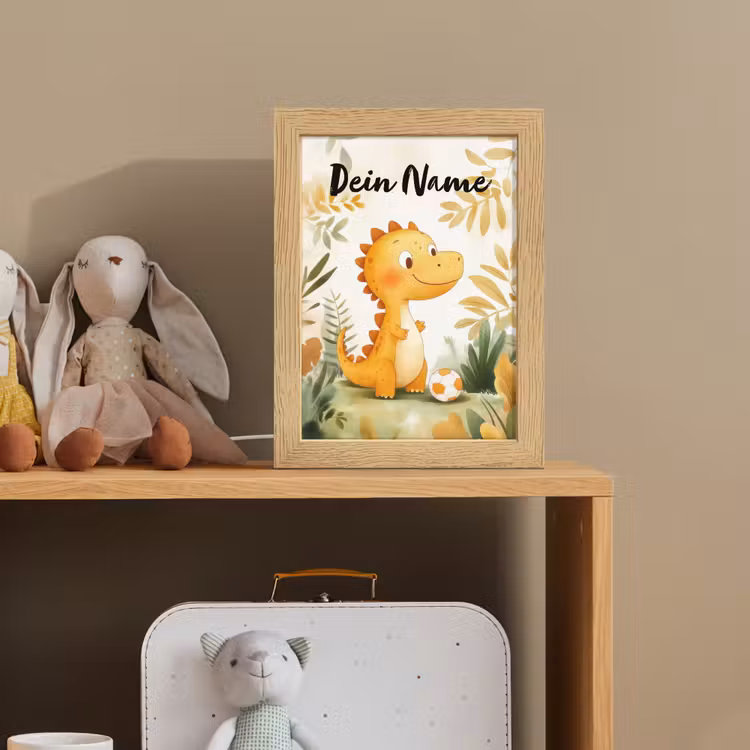 Dino - Voetbal - Oranje Light Box met kabel (Kinderlampje) klein -sfeer2_kind