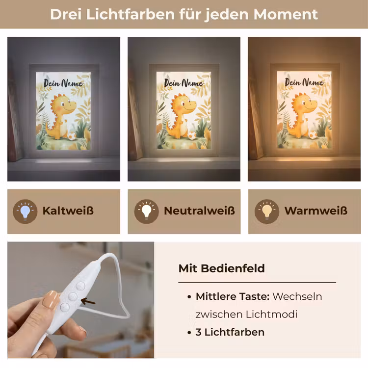 Dino - Voetbal - Oranje Light Box met kabel (Kinderlampje) klein -USP_lichtkleurDE