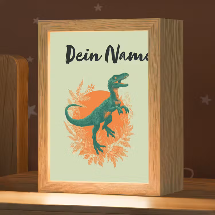Dino - Groen - Bladeren - Cirkel Light Box met kabel (Kinderlampje) klein -zzz_3d_website