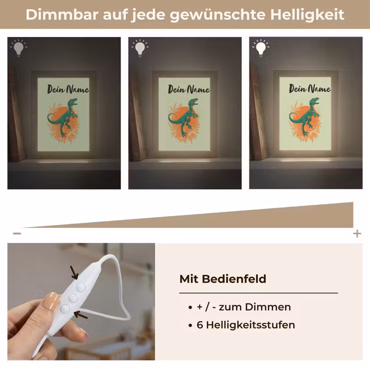 Dino - Groen - Bladeren - Cirkel Light Box met kabel (Kinderlampje) klein -USP_dimbaarDE