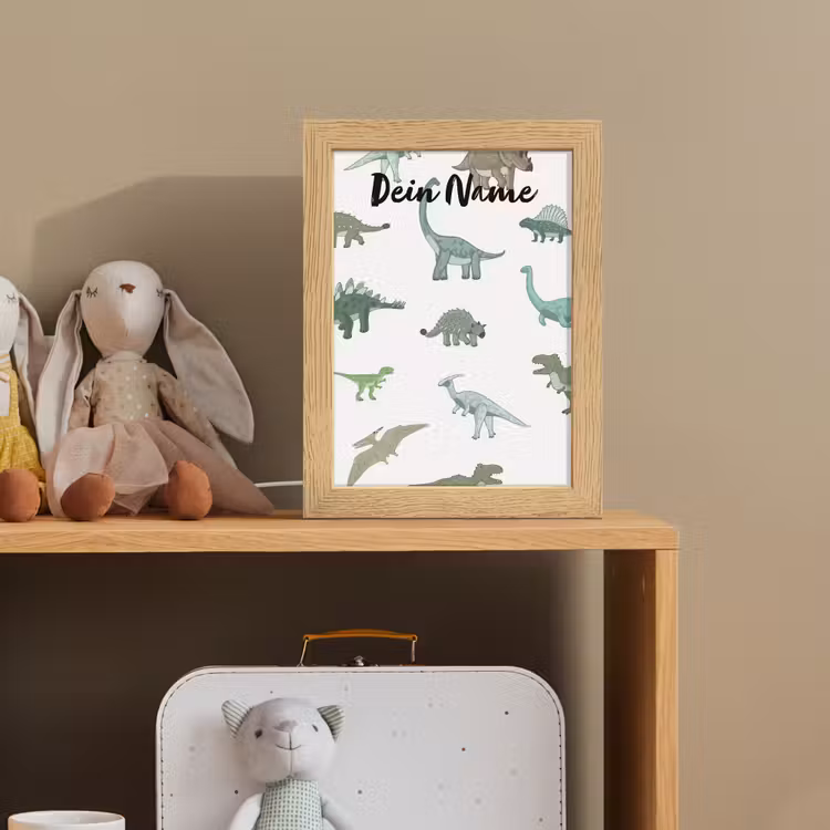 Dino - Groen - Jongens - Dinosaurus - Blauw Light Box met kabel (Kinderlampje) klein -sfeer2_kind