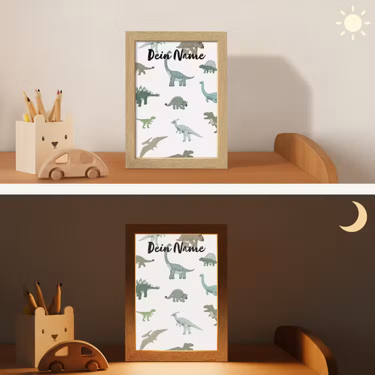 Dino - Groen - Jongens - Dinosaurus - Blauw Light Box met kabel (Kinderlampje) klein -sfeer3_kind