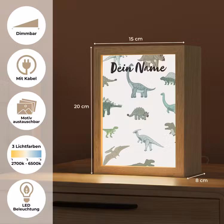 Dino - Groen - Jongens - Dinosaurus - Blauw Light Box met kabel (Kinderlampje) klein -USP_websiteoverzichtDE