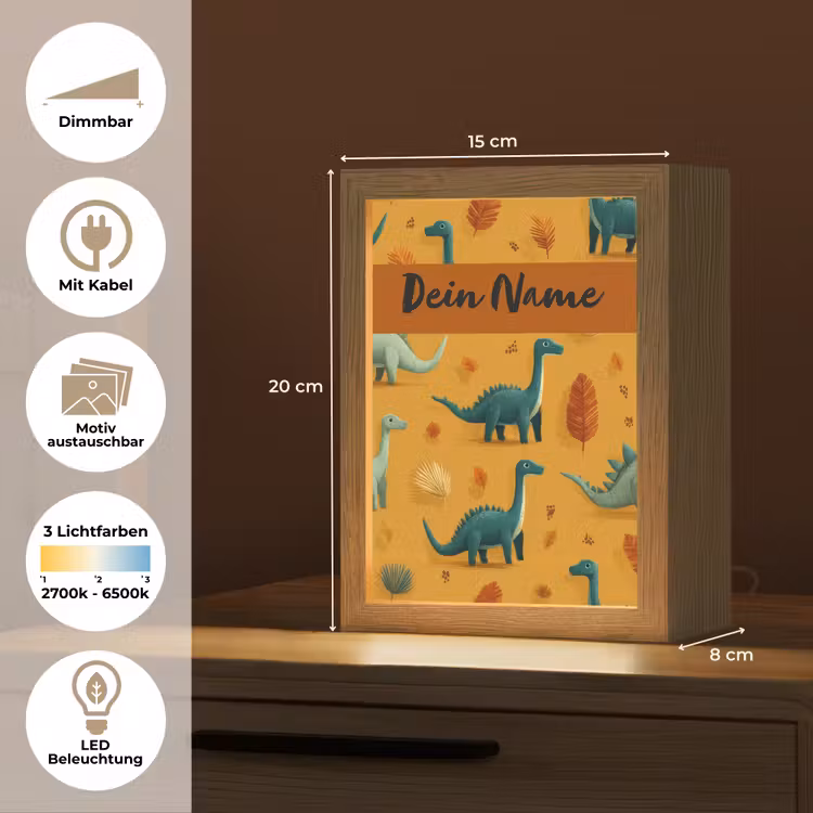 Dino - Herfstbladeren - Oranje - Patroon Light Box met kabel (Kinderlampje) klein -USP_websiteoverzichtDE