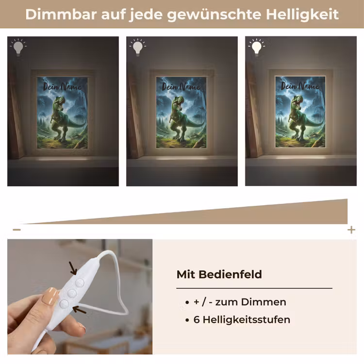 Dino - Jongens - Groen - Blauw - T-Rex Light Box met kabel (Kinderlampje) klein -USP_dimbaarDE