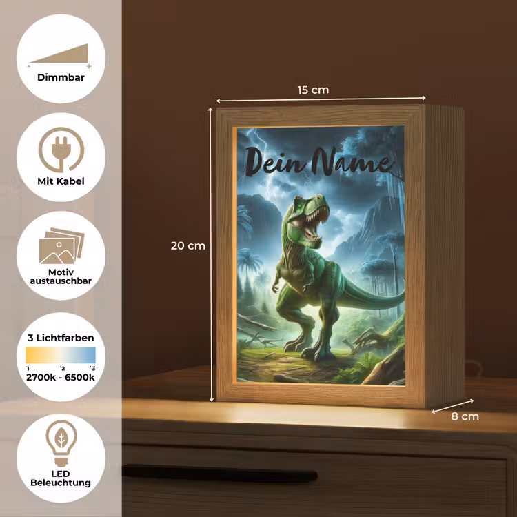Dino - Jongens - Groen - Blauw - T-Rex Light Box met kabel (Kinderlampje) klein -USP_websiteoverzichtDE