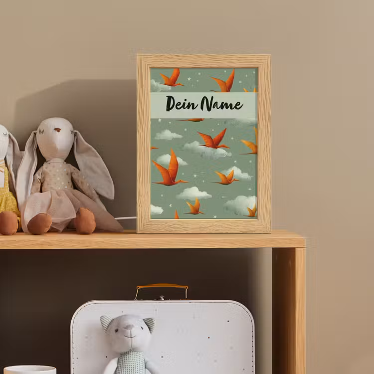 Dino - Oranje - Patroon - Wolken Light Box met kabel (Kinderlampje) klein -sfeer2_kind
