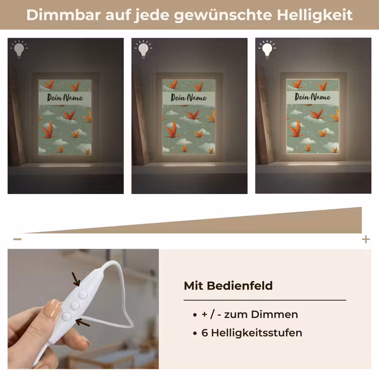 Dino - Oranje - Patroon - Wolken Light Box met kabel (Kinderlampje) klein -USP_dimbaarDE