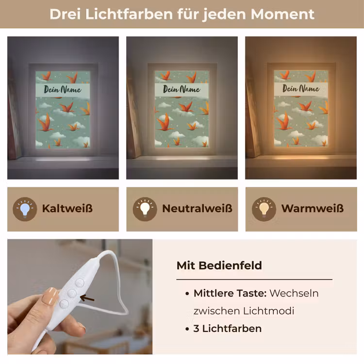 Dino - Oranje - Patroon - Wolken Light Box met kabel (Kinderlampje) klein -USP_lichtkleurDE