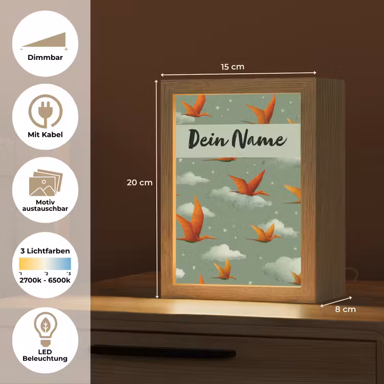 Dino - Oranje - Patroon - Wolken Light Box met kabel (Kinderlampje) klein -USP_websiteoverzichtDE