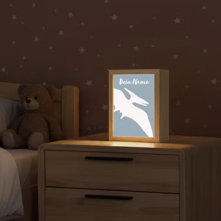 Dino - Pteranodon - Dinosaurus - Blauw Light Box met kabel (Kinderlampje) klein -sfeer1_kind
