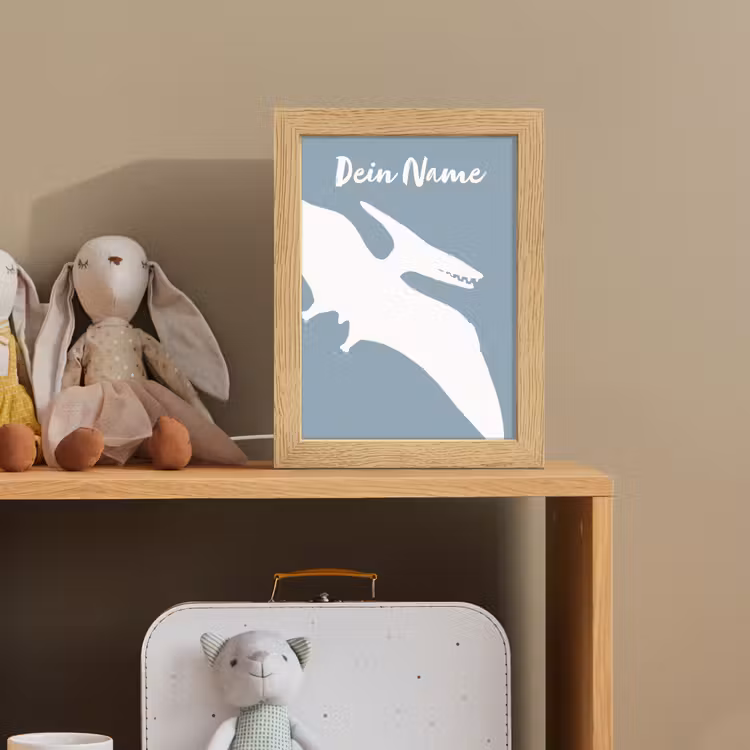 Dino - Pteranodon - Dinosaurus - Blauw Light Box met kabel (Kinderlampje) klein -sfeer2_kind