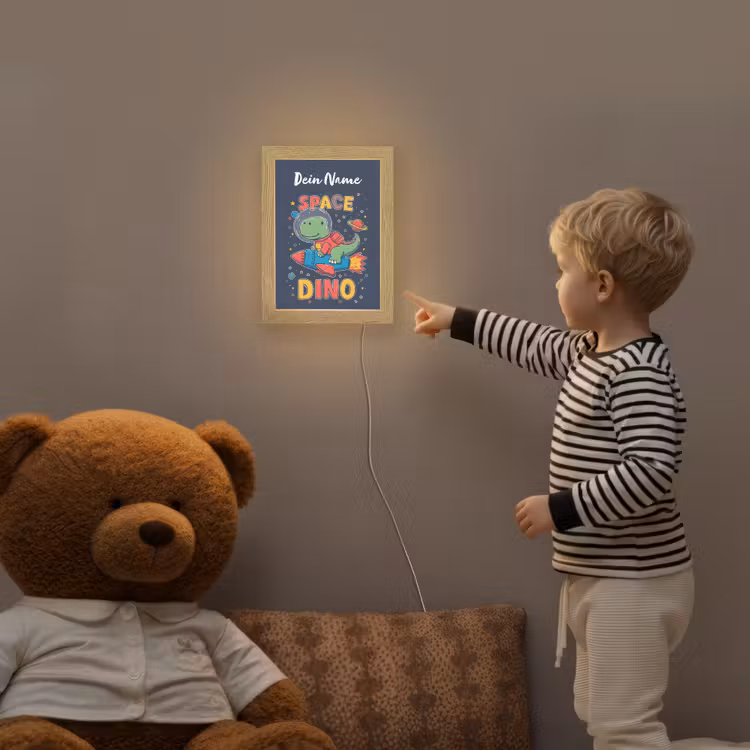 Dino - Raket - Kleurrijk Light Box met kabel (Kinderlampje) klein -sfeer4a_kind