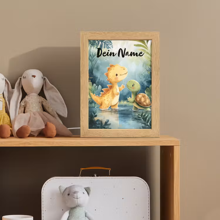 Dino - Schildpad - Jungle Light Box met kabel (Kinderlampje) klein -sfeer2_kind