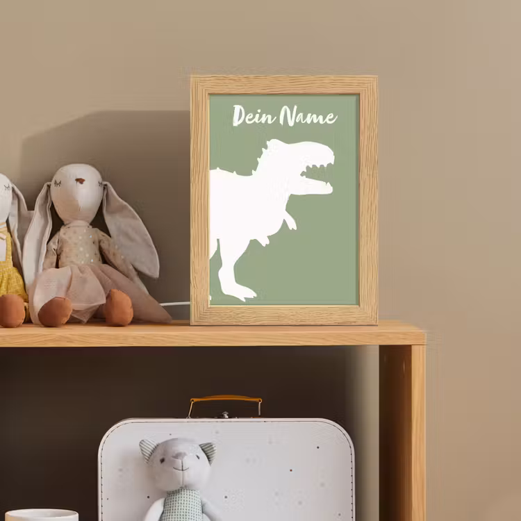 Dino - T-rex - Dinosaurus - Groen - Tyrannosaurus rex Light Box met kabel (Kinderlampje) klein -sfeer2_kind