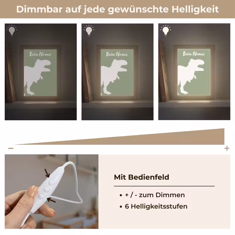 Dino - T-rex - Dinosaurus - Groen - Tyrannosaurus rex Light Box met kabel (Kinderlampje) klein -USP_dimbaarDE