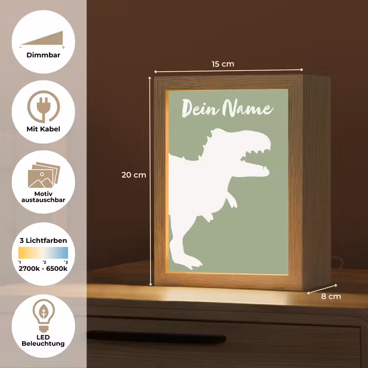 Dino - T-rex - Dinosaurus - Groen - Tyrannosaurus rex Light Box met kabel (Kinderlampje) klein -USP_websiteoverzichtDE