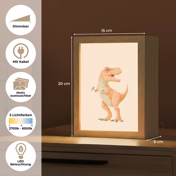 Dino - T-Rex - Oranje Light Box met kabel (Kinderlampje) klein -USP_websiteoverzichtDE