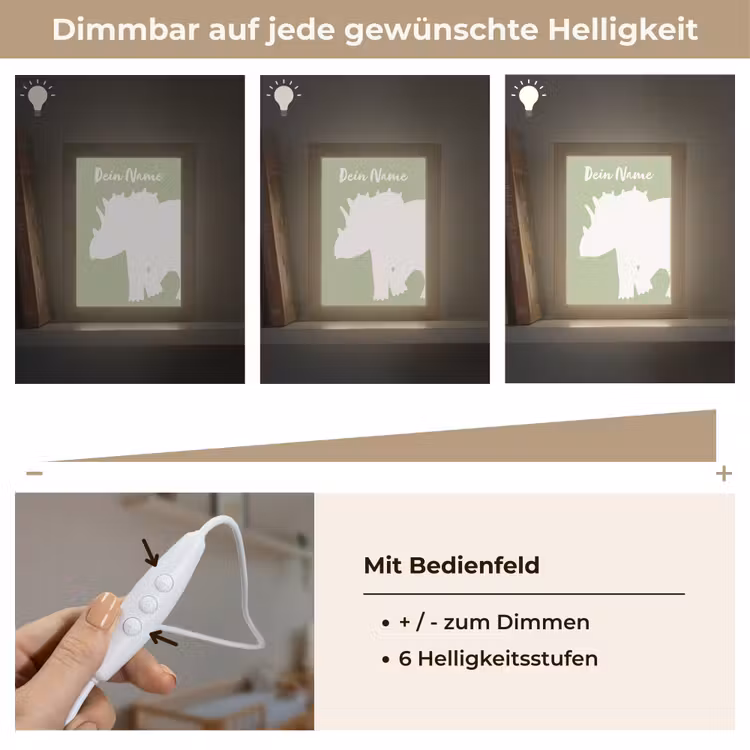 Dino - Triceratops - Dinosaurus - Groen Light Box met kabel (Kinderlampje) klein -USP_dimbaarDE