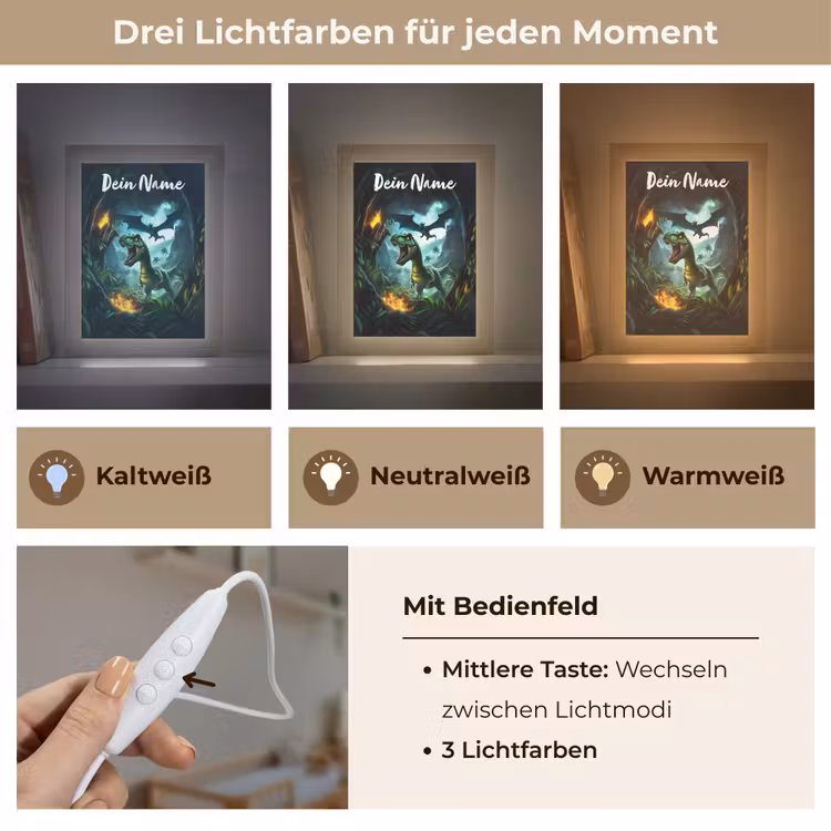 Dinosaurus - Draak - Jungle - Groen Light Box met kabel (Kinderlampje) klein -USP_lichtkleurDE