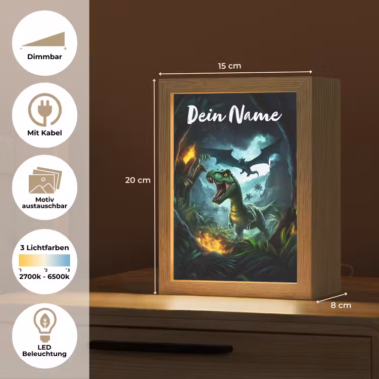 Dinosaurus - Draak - Jungle - Groen Light Box met kabel (Kinderlampje) klein -USP_websiteoverzichtDE