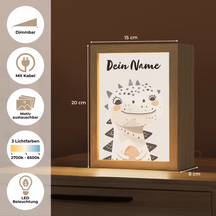 Dinosaurus - Pastel kleuren Light Box met kabel (Kinderlampje) klein -USP_websiteoverzichtDE