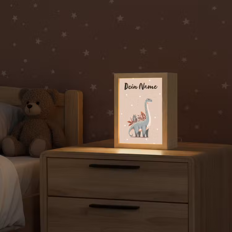 Dinosaurus - Planten - Stippen - Beige Light Box met kabel (Kinderlampje) klein -sfeer1_kind