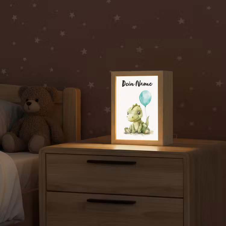 Draak - Baby dier - Blauwe ballon Light Box met kabel (Kinderlampje) klein -sfeer1_kind