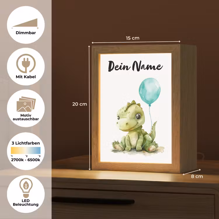 Draak - Baby dier - Blauwe ballon Light Box met kabel (Kinderlampje) klein -USP_websiteoverzichtDE