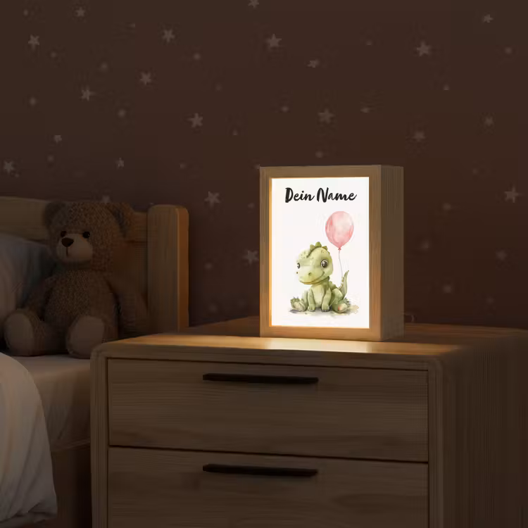 Draak - Baby dier - Roze ballon Light Box met kabel (Kinderlampje) klein -sfeer1_kind