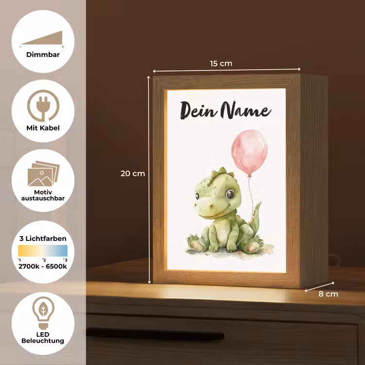 Draak - Baby dier - Roze ballon Light Box met kabel (Kinderlampje) klein -USP_websiteoverzichtDE