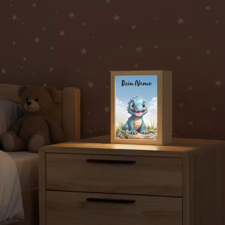 Draak - Blauw - Jongens - Kinderen Light Box met kabel (Kinderlampje) klein -sfeer1_kind