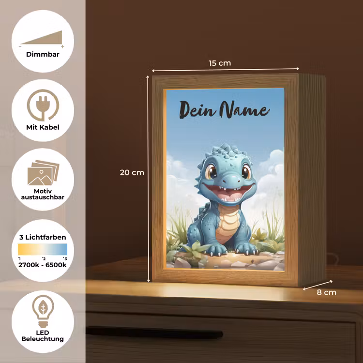 Draak - Blauw - Jongens - Kinderen Light Box met kabel (Kinderlampje) klein -USP_websiteoverzichtDE