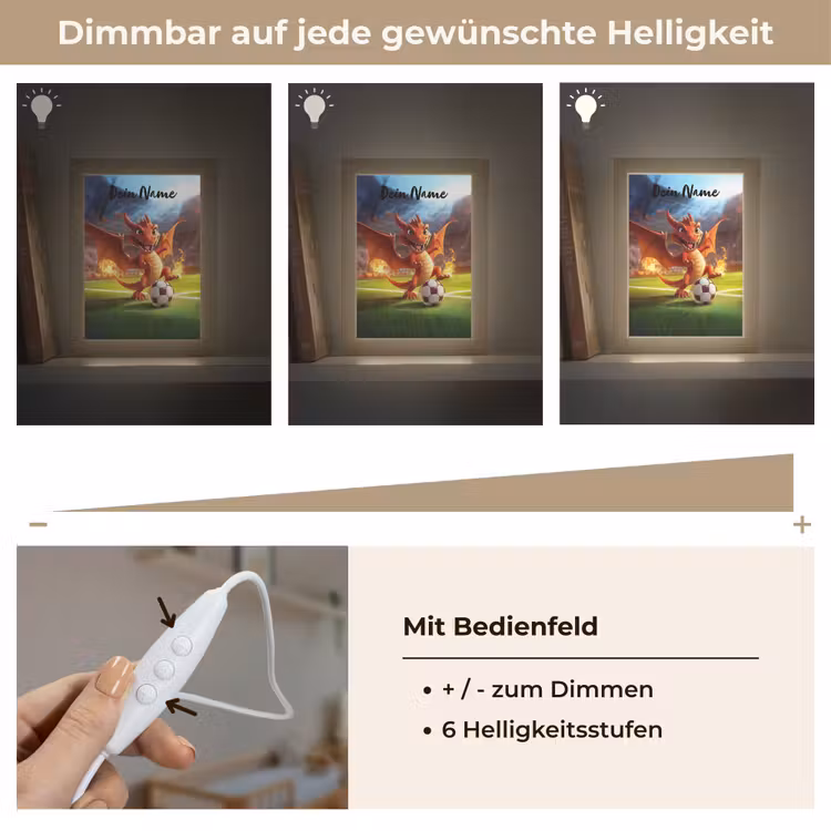 Draak - Voetbal - Vuur - Stadion Light Box met kabel (Kinderlampje) klein -USP_dimbaarDE