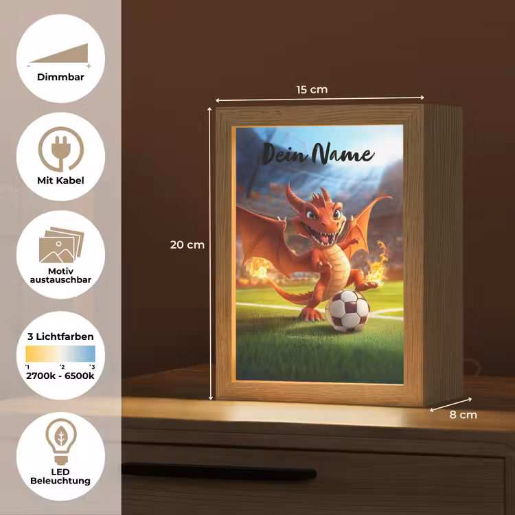 Draak - Voetbal - Vuur - Stadion Light Box met kabel (Kinderlampje) klein -USP_websiteoverzichtDE