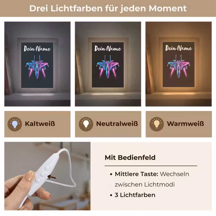 Straaljager - Blauw - Kleuren - Jongens - Zwart Light Box met kabel (Kinderlampje) klein -USP_lichtkleurDE