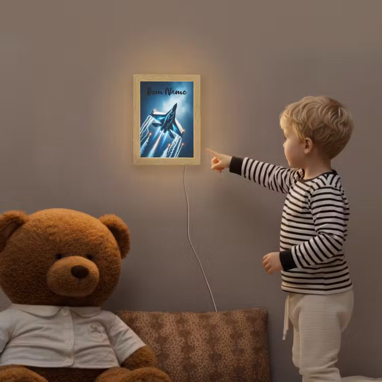 Straaljager - Blauw - Jongens Light Box met kabel (Kinderlampje) klein -sfeer4a_kind