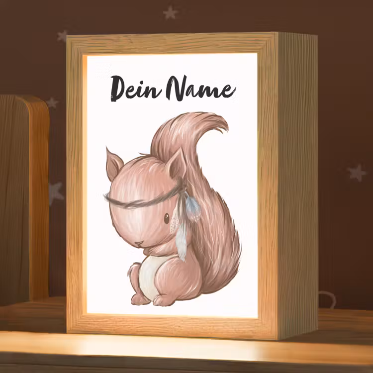 Eekhoorn - Dier - Bosdieren - Bruin Light Box met kabel (Kinderlampje) klein -zzz_3d_website