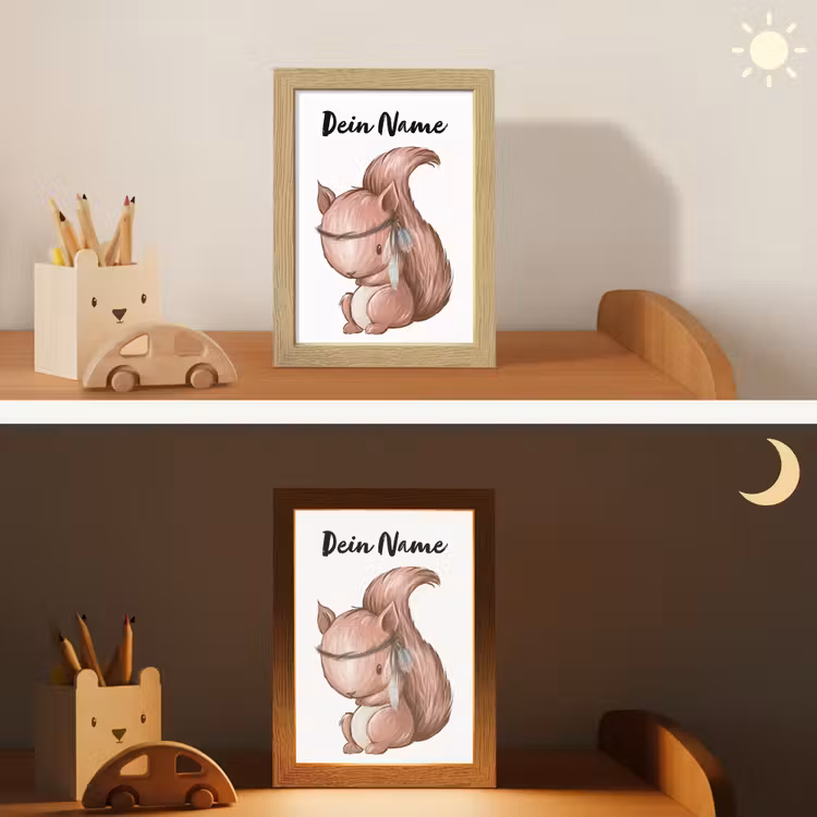 Eekhoorn - Dier - Bosdieren - Bruin Light Box met kabel (Kinderlampje) klein -sfeer3_kind