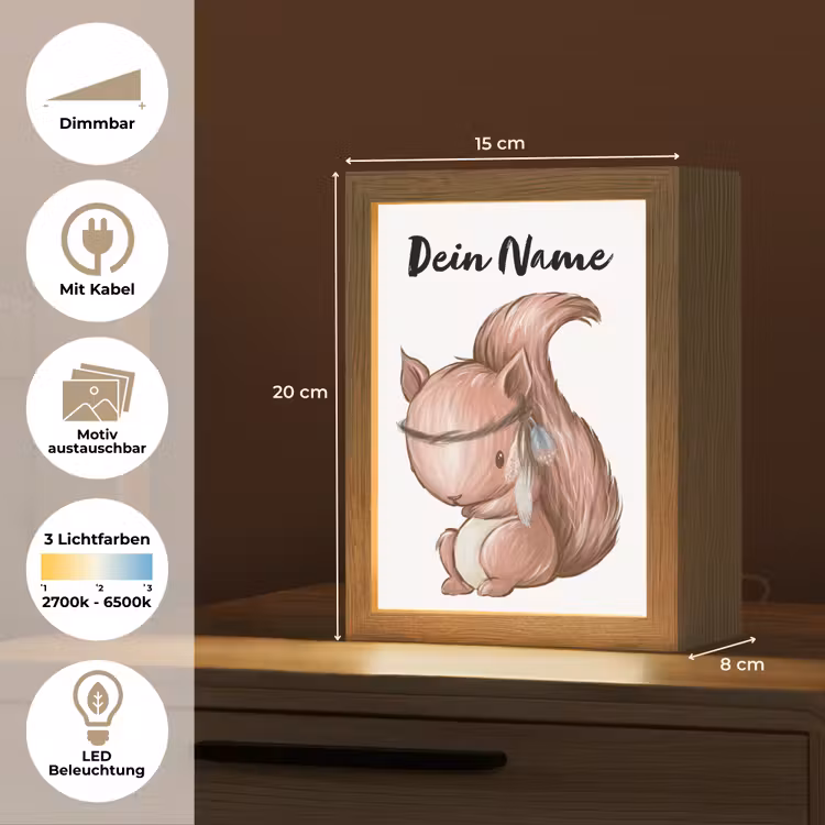 Eekhoorn - Dier - Bosdieren - Bruin Light Box met kabel (Kinderlampje) klein -USP_websiteoverzichtDE