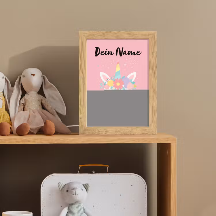 Eenhoorn - Bloemen - Roze Light Box met kabel (Kinderlampje) klein -sfeer2_kind