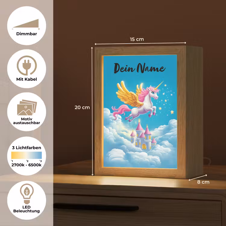 Eenhoorn - Fantasie - Kasteel Light Box met kabel (Kinderlampje) klein -USP_websiteoverzichtDE
