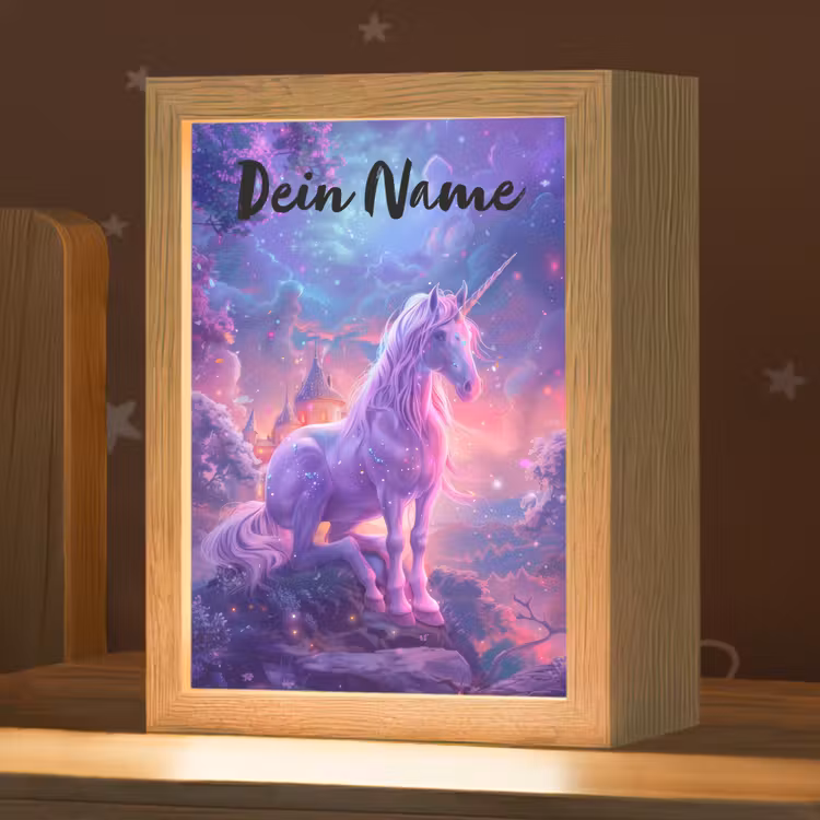 Eenhoorn - Fantasy - Kasteel - Meisje - Paars - Roze Light Box met kabel (Kinderlampje) klein -zzz_3d_website