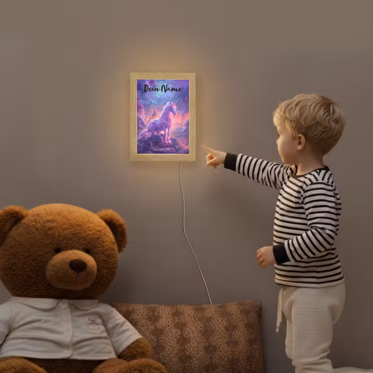 Eenhoorn - Fantasy - Kasteel - Meisje - Paars - Roze Light Box met kabel (Kinderlampje) klein -sfeer4a_kind