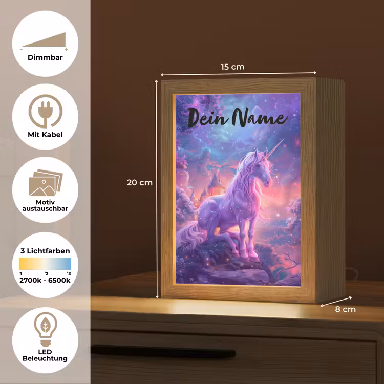 Eenhoorn - Fantasy - Kasteel - Meisje - Paars - Roze Light Box met kabel (Kinderlampje) klein -USP_websiteoverzichtDE