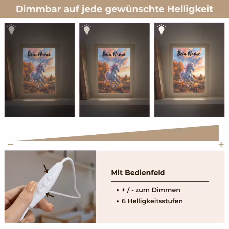 Eenhoorn - Sprookjes dier - Natuur - Meisjes Light Box met kabel (Kinderlampje) klein -USP_dimbaarDE